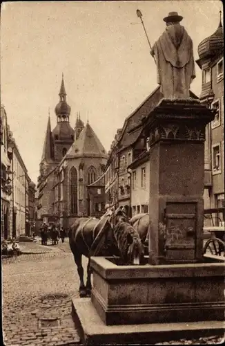 Ak St. Wendel in Saarland, Blick auf den Dom, Wendelinusbrunnen