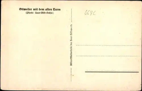 Ak Ottweiler im Saarland, Häuser mit altem Turm