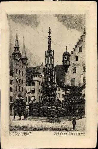 Ak Nürnberg in Mittelfranken, Schöner Brunnen