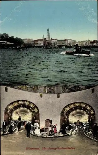 Ak Hamburg Mitte St. Pauli, Elbtunnel, Hamburg-Steinwärder