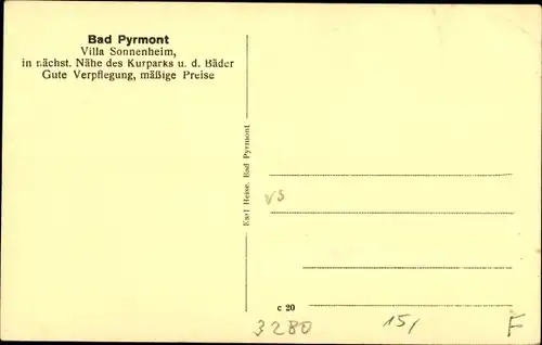 Ak Bad Pyrmont in Niedersachsen, Villa Sonnenheim