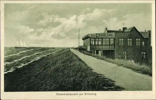 Ak Husum in Nordfriesland, Strandrestaurant zur Erholung, Deich
