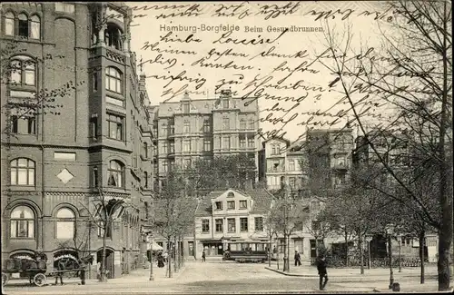 Ak Hamburg Mitte Borgfelde, Beim Gesundbrunnen, Straßenbahn