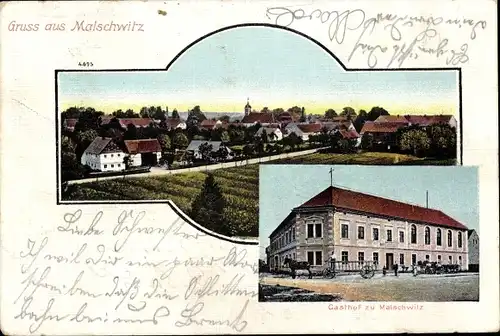 Ak Malschwitz in Sachsen, Gasthof, Panorama vom Ort