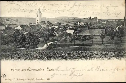 Ak Bernstadt auf dem Eigen in Sachsen, Totale