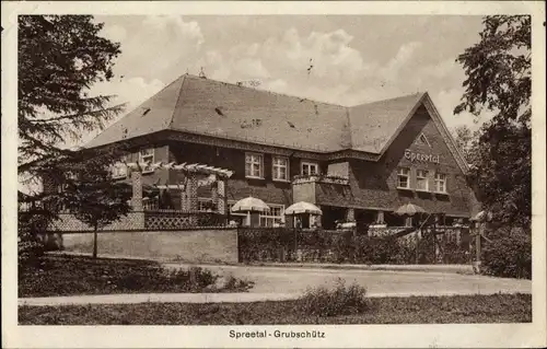 Ak Grubschütz Doberschau Gaußig Oberlausitz, Gasthaus Spreetal, Außenansicht