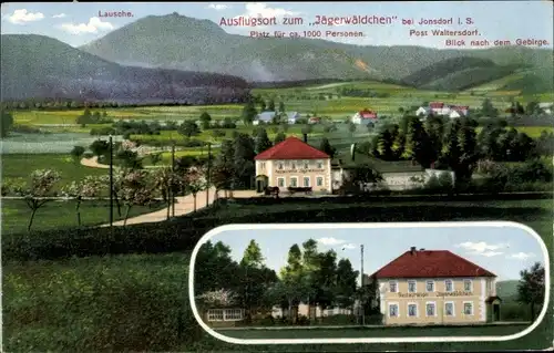 Ak Bertsdorf in der Oberlausitz, Restaurant Jägerwäldchen, Blick auf den Ort