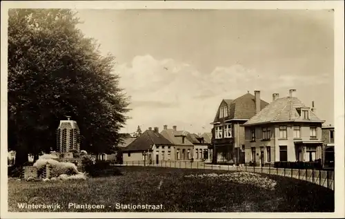 Ak Winterswijk Gelderland Niederlande, Plantsoen, Stationstraat