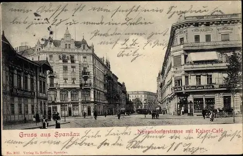 Ak Berlin Spandau, Neuendorferstraße mit Kaiser Cafe, Kaufhaus