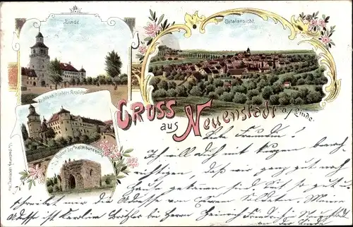 Litho Neuenstadt an der Linde Neuenstadt am Kocher, Ruine, Schloss, Totalansicht