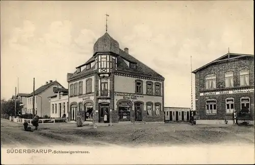 Ak Süderbrarup in Schleswig Holstein, Schleswiger Straße, Gasthof Stadt Schleswig, Kolonialwaren
