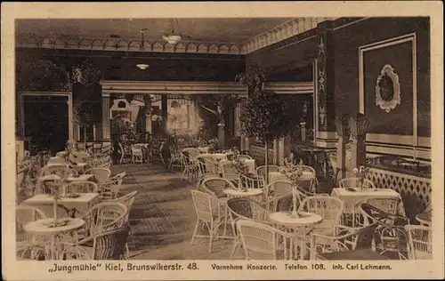 Ak Kiel in Schleswig Holstein, Restaurant Jungmühle, Brunswikerstraße 48, Innenansicht