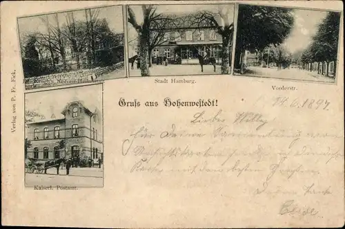 Ak Hohenwestedt in Holstein, Gasthaus Stadt Hamburg, Vorderstraße, Postamt