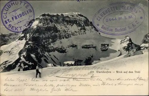 Ak Kanton Glarus, Claridenfirn, Blick auf den Tödi