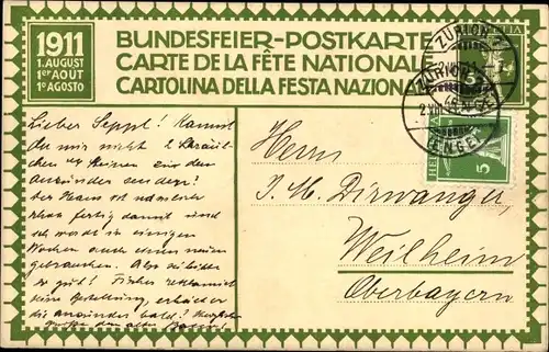 Ganzsachen Künstler Ak Dunka, Schweiz, Bataille de la Birse 1444, Bundesfeier 1911