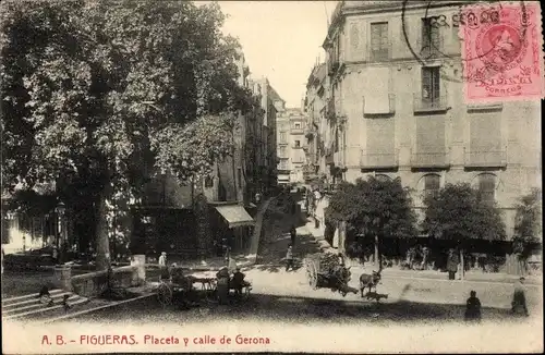 Ak Figueras Katalonien, Placeta y calle de Gerona