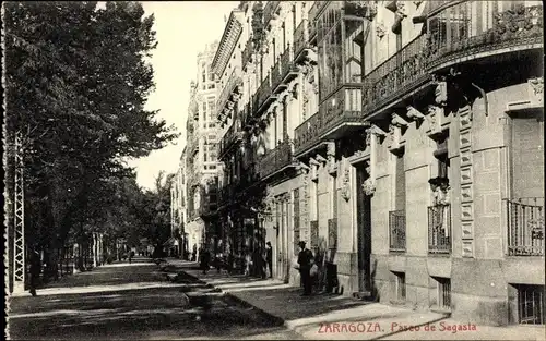 Ak Zaragoza Saragossa Aragonien, Paseo de Sagasta