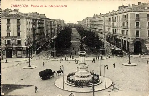 Ak Zaragoza Saragossa Aragonien, Paseo de la Independencia