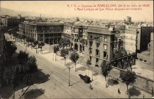 Ak Barcelona Katalonien Spanien, Sucesos de Barcelona 1909, Real Colegio de San Anton