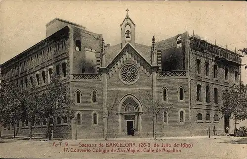 Ak Barcelona Katalonien Spanien, Sucesos de Barcelona 1909, Convento Colegio de San Miguel