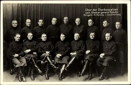 Foto Ak Chor der Donkosaken, nam. Ataman general Kaledin, Dir., N. Herzog v. Leuchtenberg