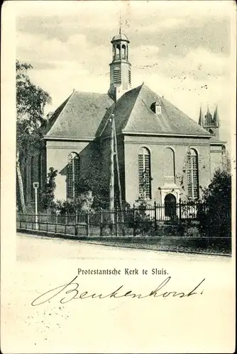 Ak Sluis Zeeland Niederlande, Protestantsche Kerk