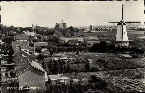 Ak Haamstede Zeeland Niederlande, Panorama mit Windmühle