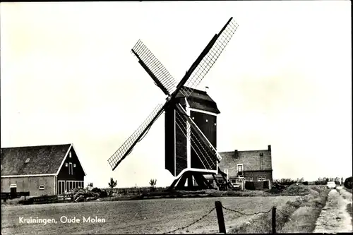 Ak Kruiningen Zeeland, Oude Molen, Windmühle