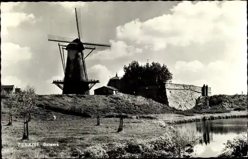 Ak Zierikzee Zeeland, Bolwerk, Molen