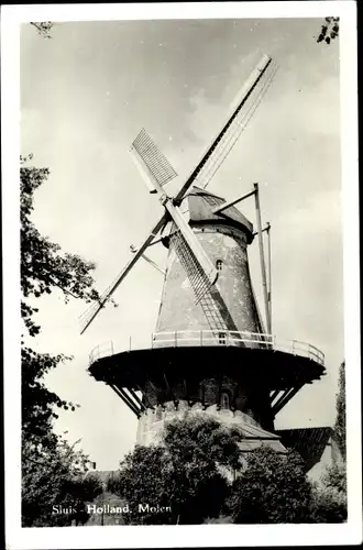 Ak Sluis Zeeland Niederlande, Hollandse Molen