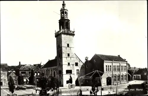 Ak Hulst Zeeland Niederlande, Stadhuis met Markt