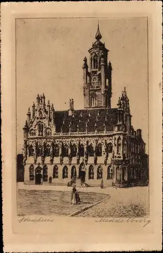 Künstler Ak Middelburg Zeeland Niederlande, Stadhuis