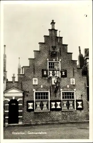 Ak Dreischor Zeeland, Gemeentehuis
