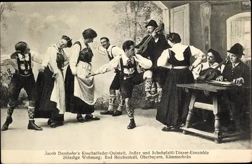 Ak Jacob Damhofer's Koschatlieder Quintett, Musiker, Schuhplattl-Tänzer-Ensemble, Bad Reichenhall