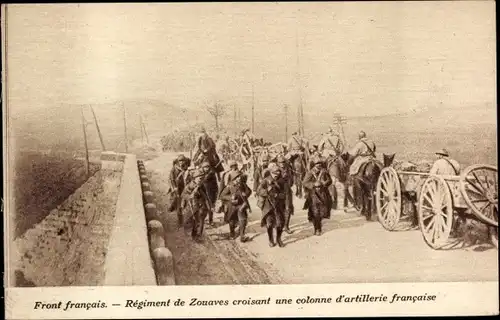 Ak Regiment de Zouaves, Artillerie Francaise, Guerre