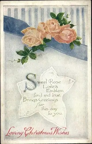 Ak Glückwunsch Weihnachten, Sweet Rose, Love's emblem fond and true