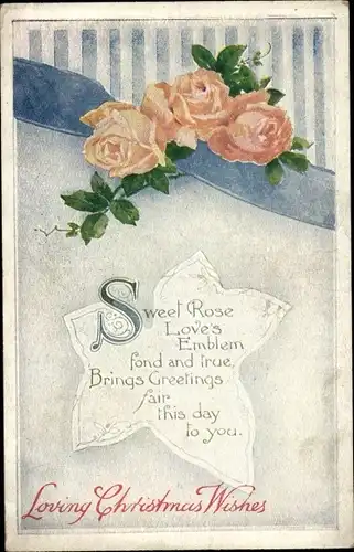 Ak Glückwunsch Weihnachten, Sweet Rose, Love's emblem fond and true