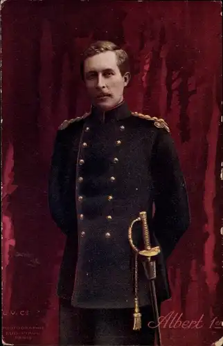 Ak Albert I, König von Belgien, Portrait