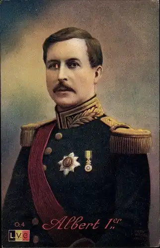 Ak Albert 1er, König von Belgien, Portrait in Uniform