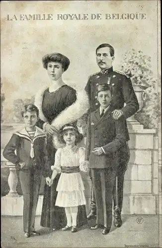 Künstler Ak König Albert I. von Belgien, Familie, Ehefrau, Prinzen, Prinzessin