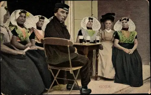 Ak Goes Zeeland Niederlande, Gesellschaft in Tracht