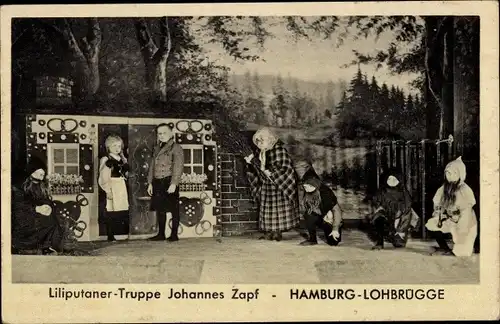 Ak Hamburg Bergedorf Lohbrügge, Liliputaner Truppe Johannes Zapf, Märchenszene