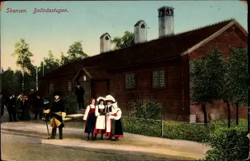 Ak Skansen Stockholm Schweden, Bollnässtugan, Frauen in Tracht