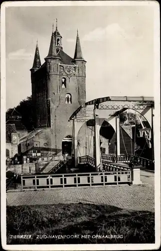 Ak Zierikzee Zeeland, Zuid-Havenpoort met Ophaalbrug