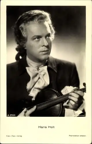 Ak Schauspieler Hans Holt, Portrait, Violine, Film Foto Verlag A 3715/2