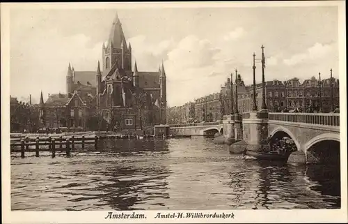 Ak Amsterdam Nordholland Niederlande, Amstel - H. Willibrorduskerk