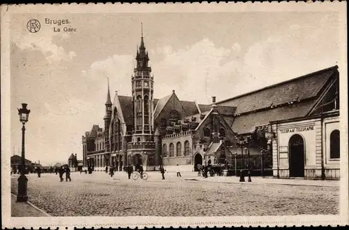 Ak Bruges Brügge Flandern Westflandern, La Gare