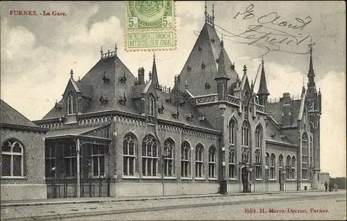 Ak Furnes Veurne Westflandern, La Gare