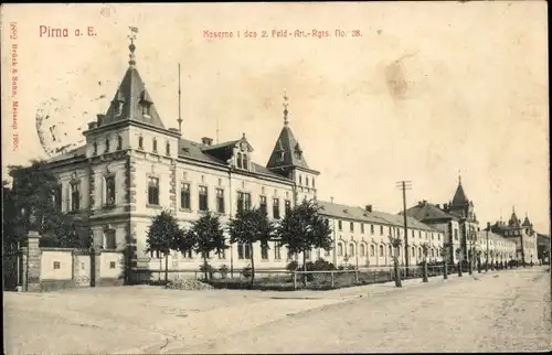 Ak Pirna an der Elbe, Kaserne I des 2. Feld Artillerie Regiments No. 28