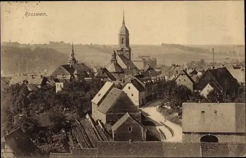 Ak Roßwein in Sachsen, Blick auf den Ort, Kirche